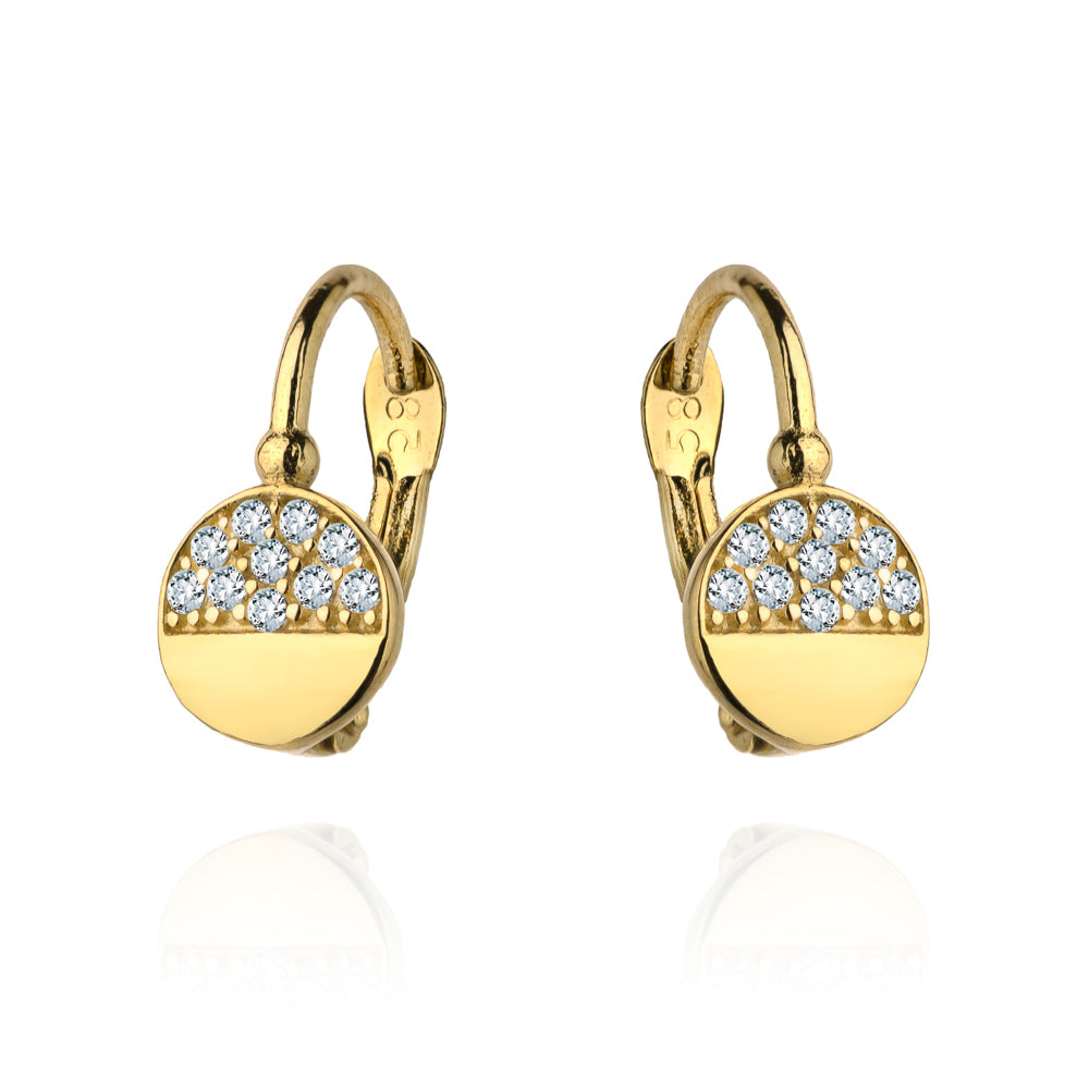 Cercei Aur 14k cu Model Neted si Zirconii Albe