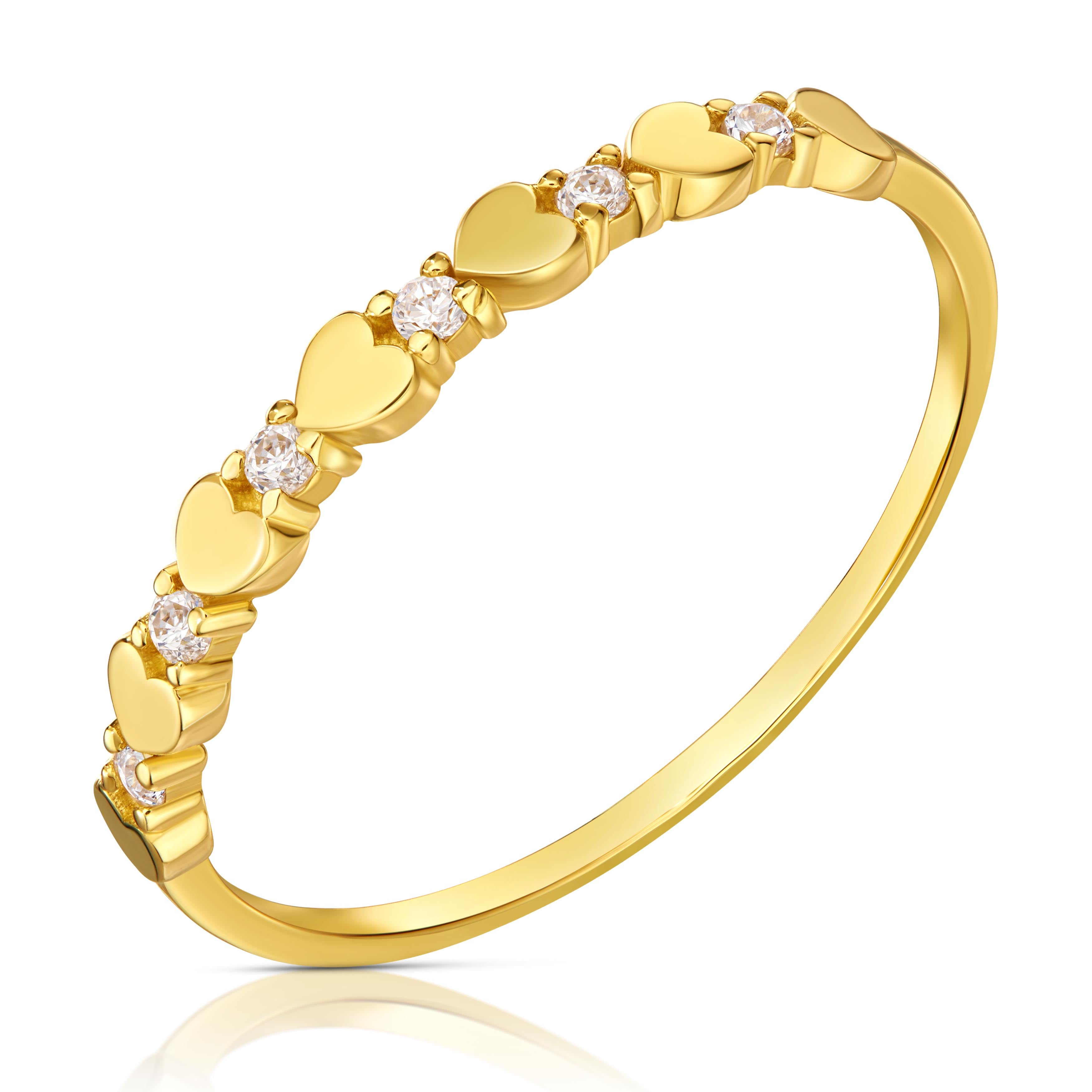 Inel Aur 14k cu Inimioare si Zirconii Cubice