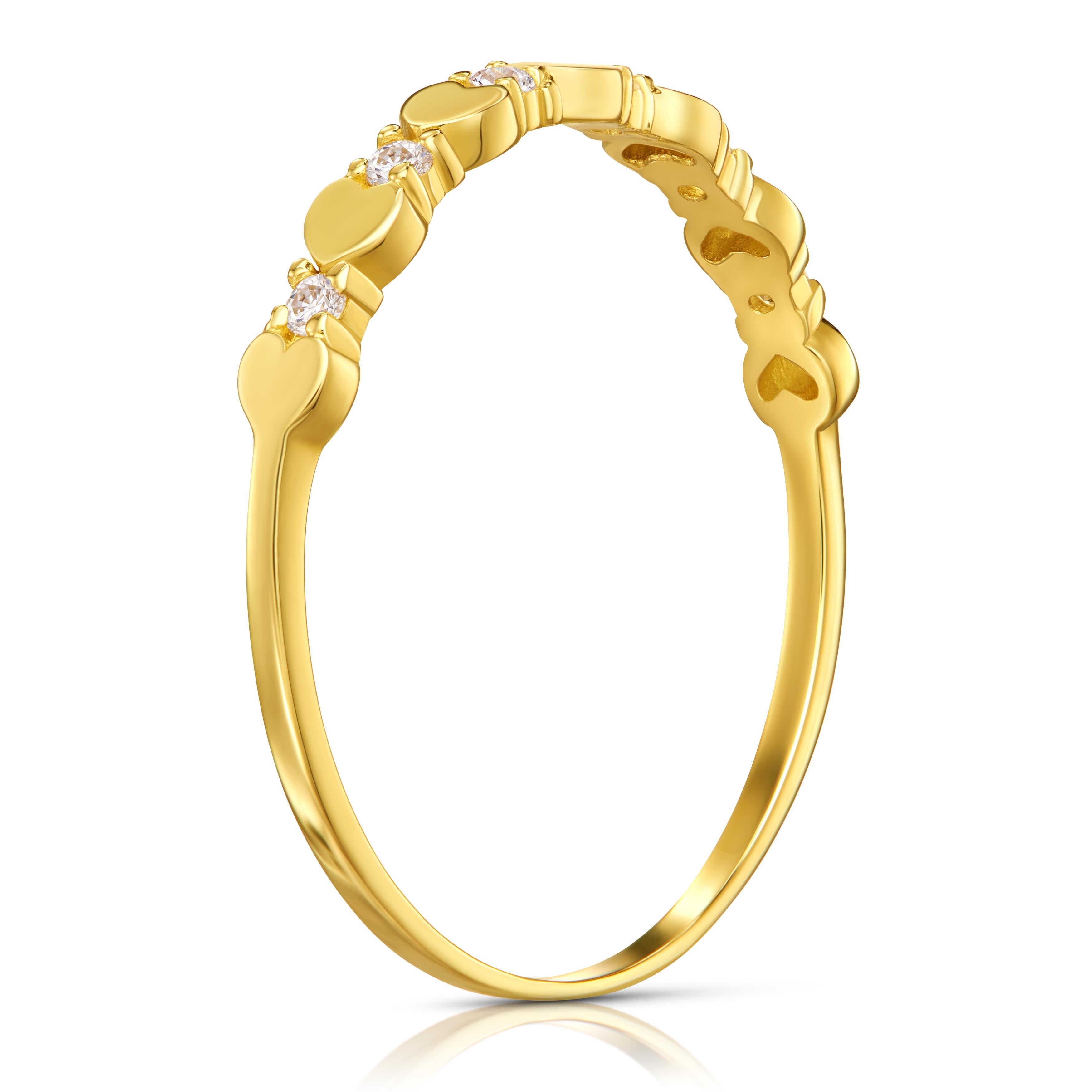 Inel Aur 14k cu Inimioare si Zirconii Cubice