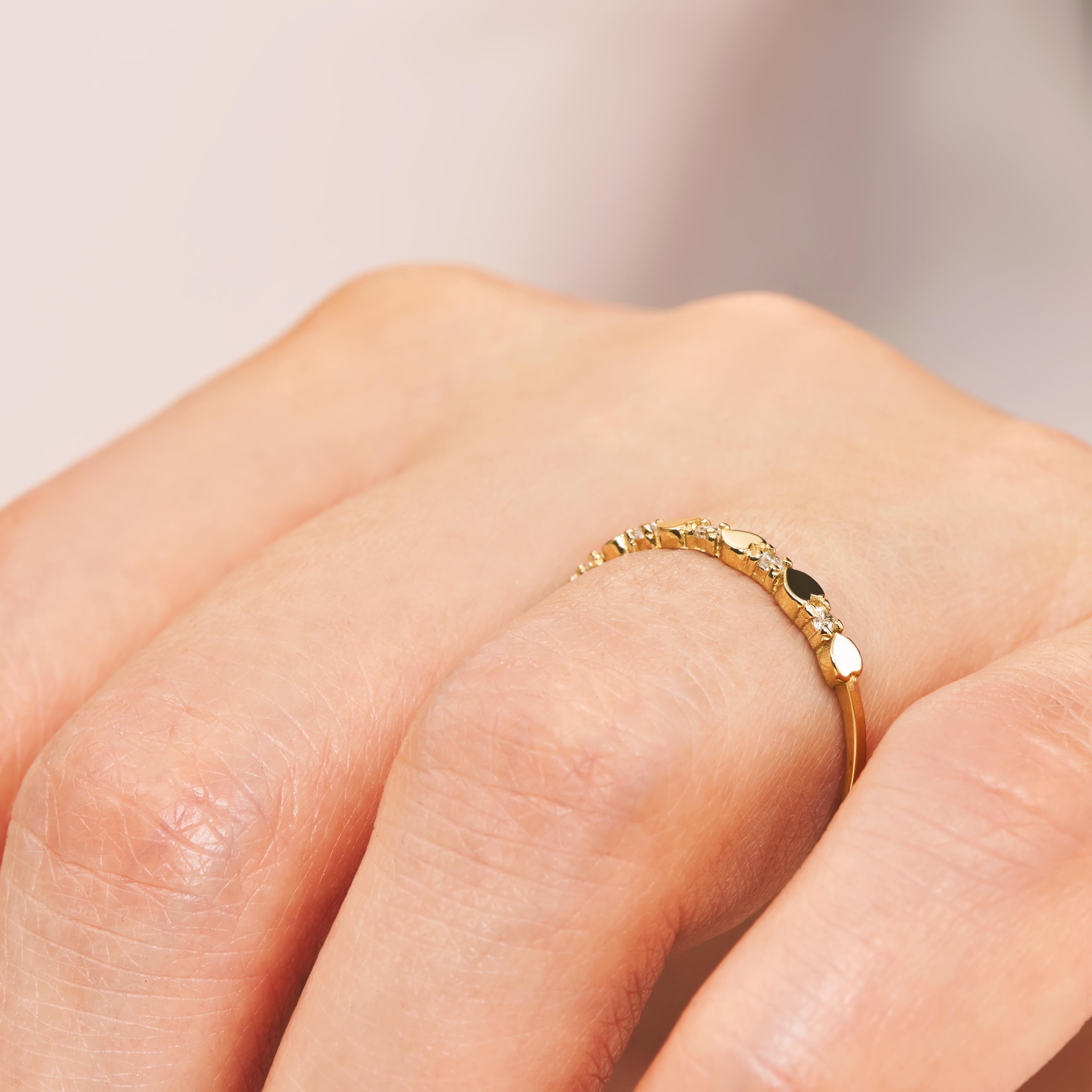 Inel Aur 14k cu Inimioare si Zirconii Cubice