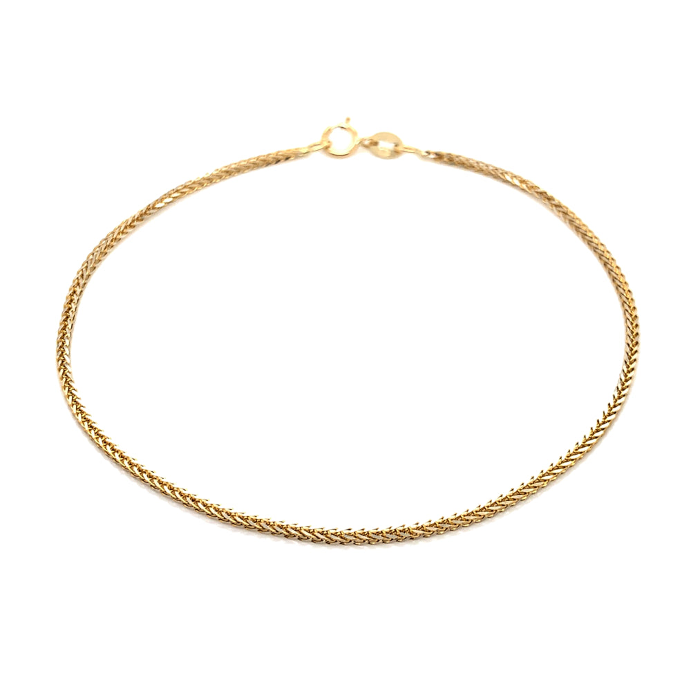 Brățară Aur 14K Model Coadă de Vulpe, Diamată, 18 cm, Lățime 1 mm