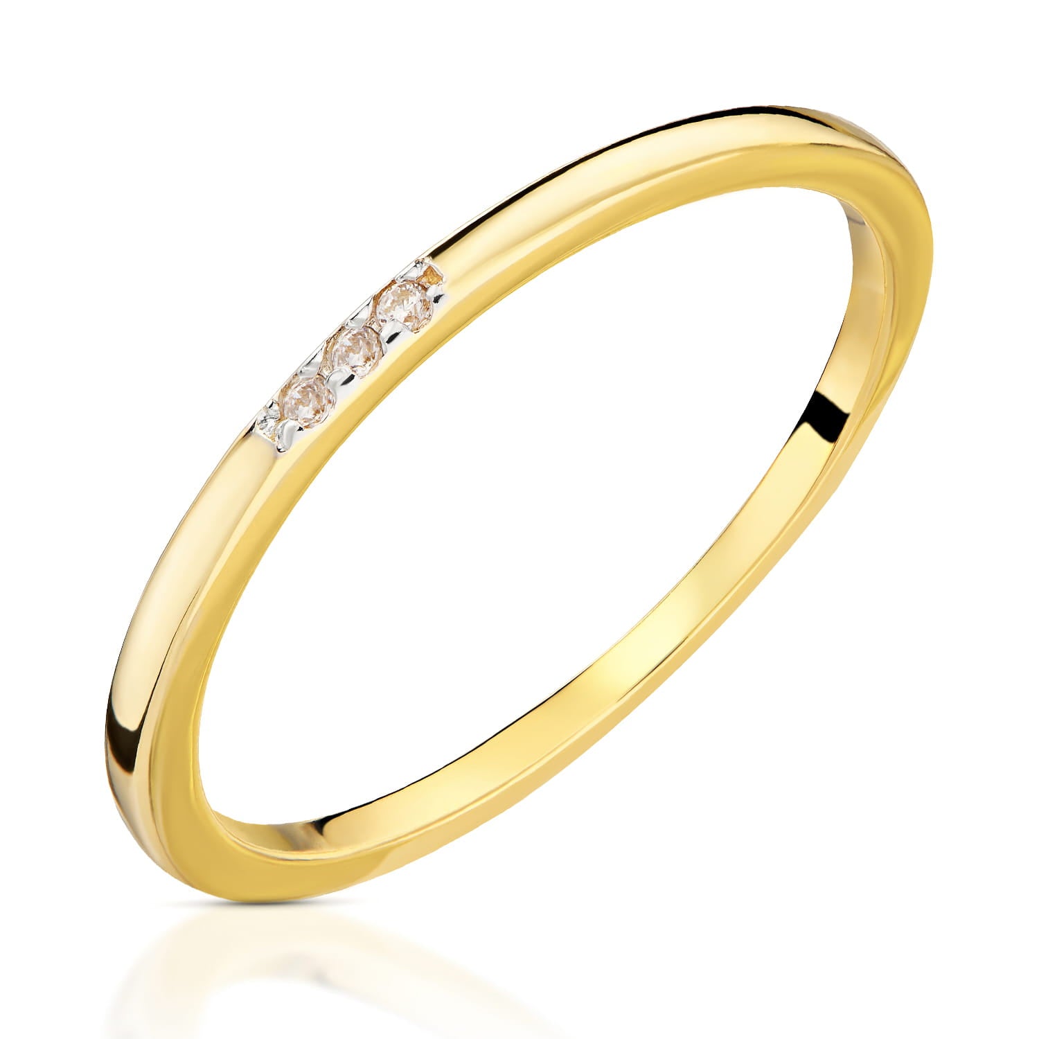 Inel De Aur 14K Cu 3 Zirconii În Linie