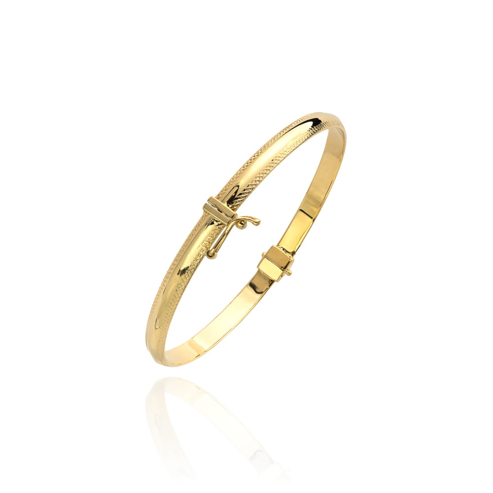 Brățară Fixă Ovală din Aur 14K cu Margine Diamentată