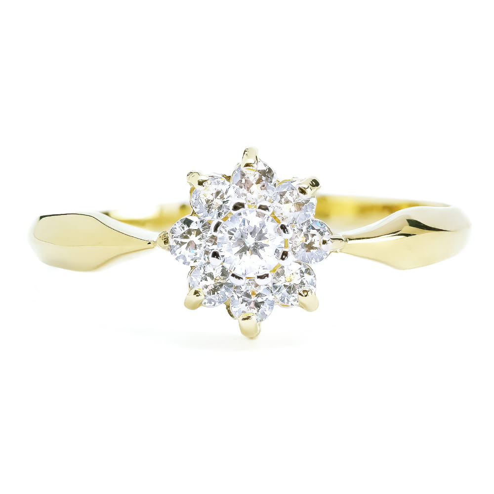 Inel Aur 8K Model Floare Cu Zirconii