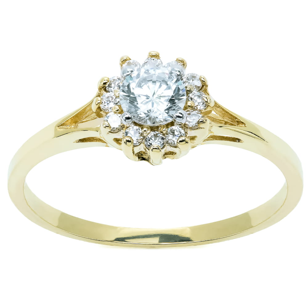 Inel Aur 8K Floare Elegant Cu Zirconii