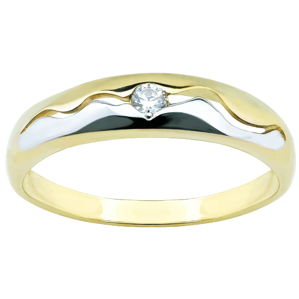 Inel Aur 8K Cu Zirconiu și Design Valuri