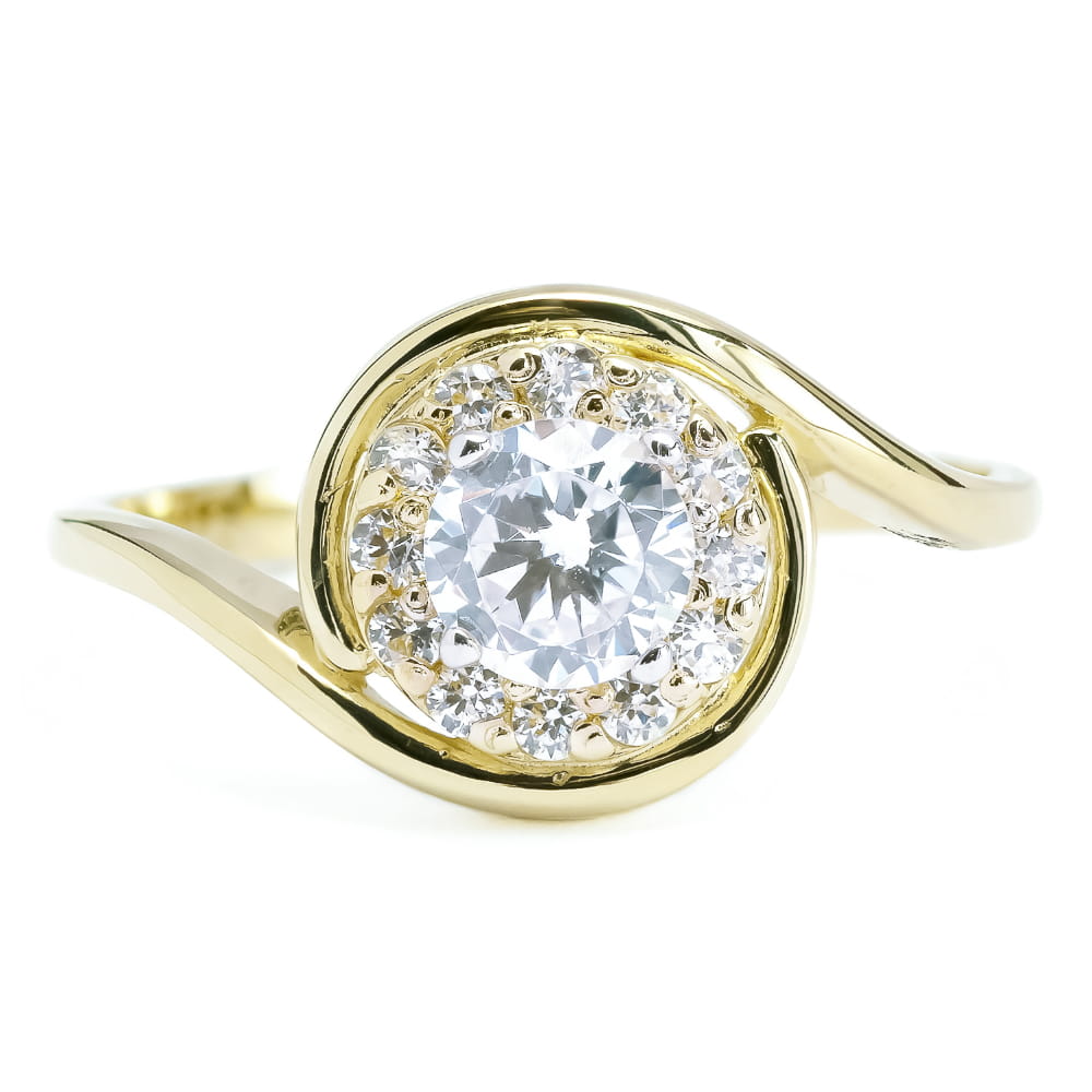 Inel Aur 8K Cu Piatră Mare și Detaliu Floral