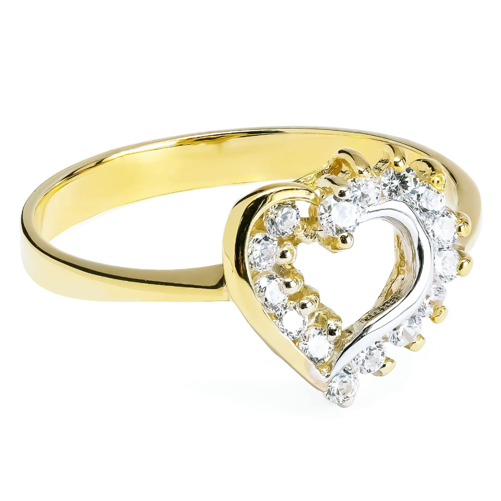 Inel Aur 8K Inimă cu Zirconii