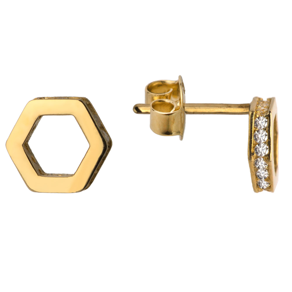 Cercei Hexagon cu Zirconiu Lateral
