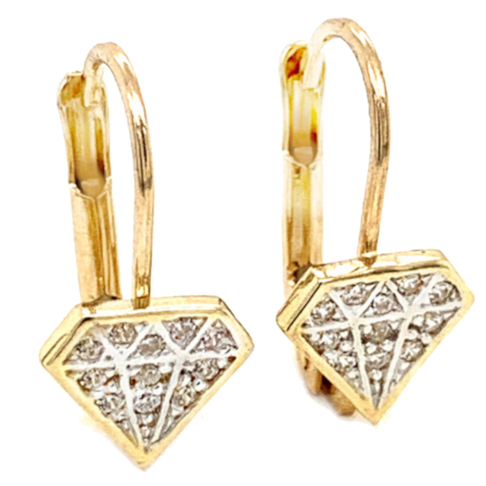 Cercei Aur cu Zirconiu în Formă de Diamant