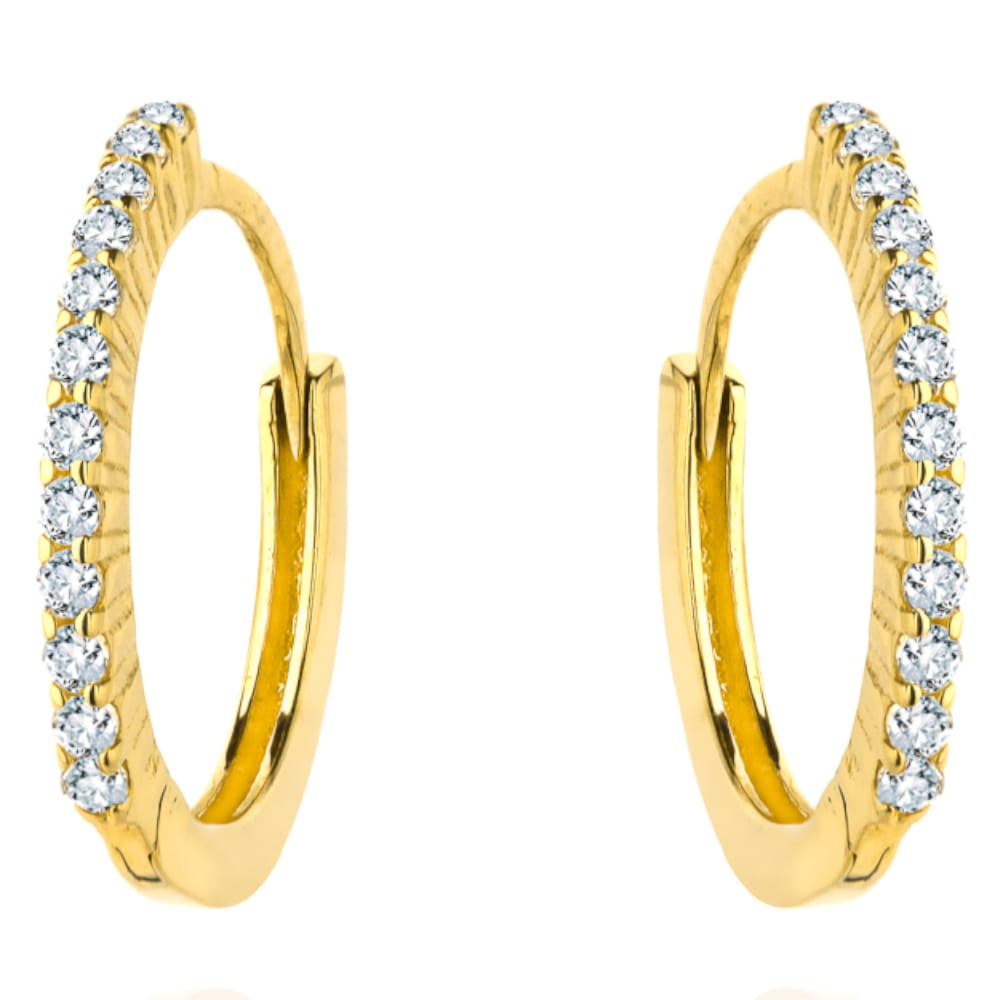 Cercei Creole Aur 14k cu Zirconii Albe