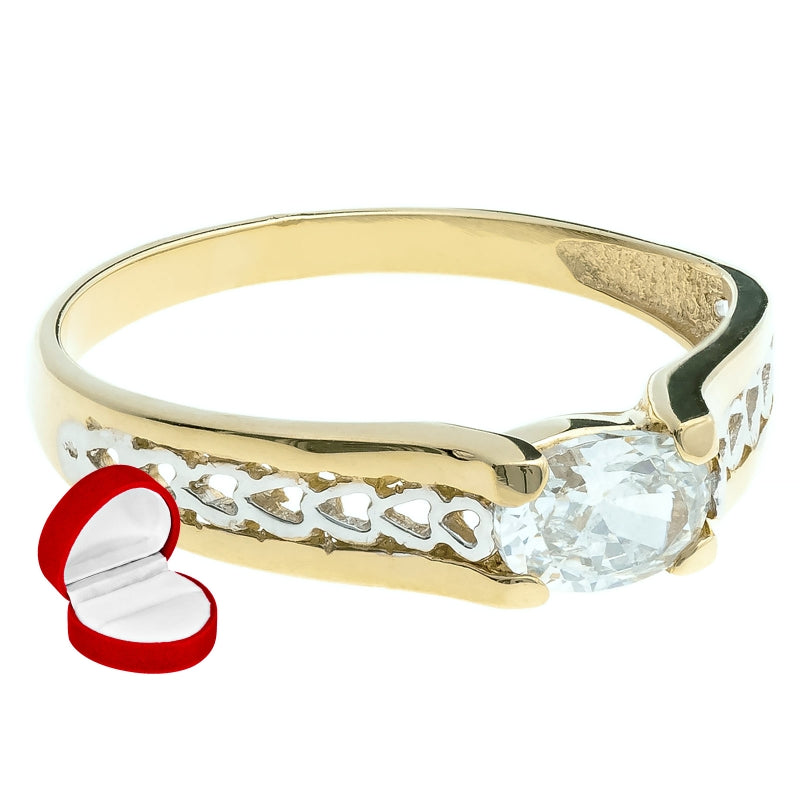 Inel Aur 8K Model Ajour Cu Inimioare