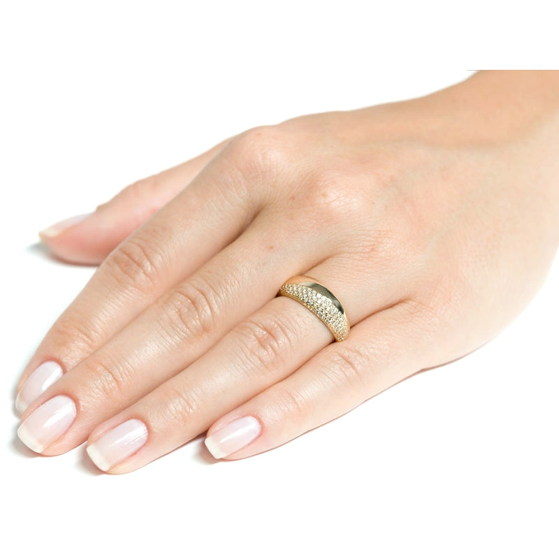 Inel Gros Aur 8K cu Zirconii Strălucitoare