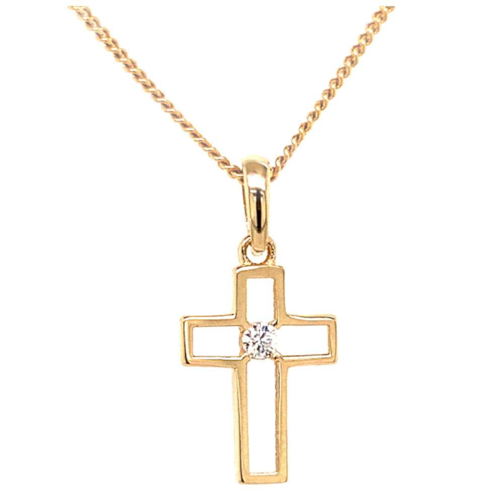 Cruce cu Zirconiu din Aur 14K