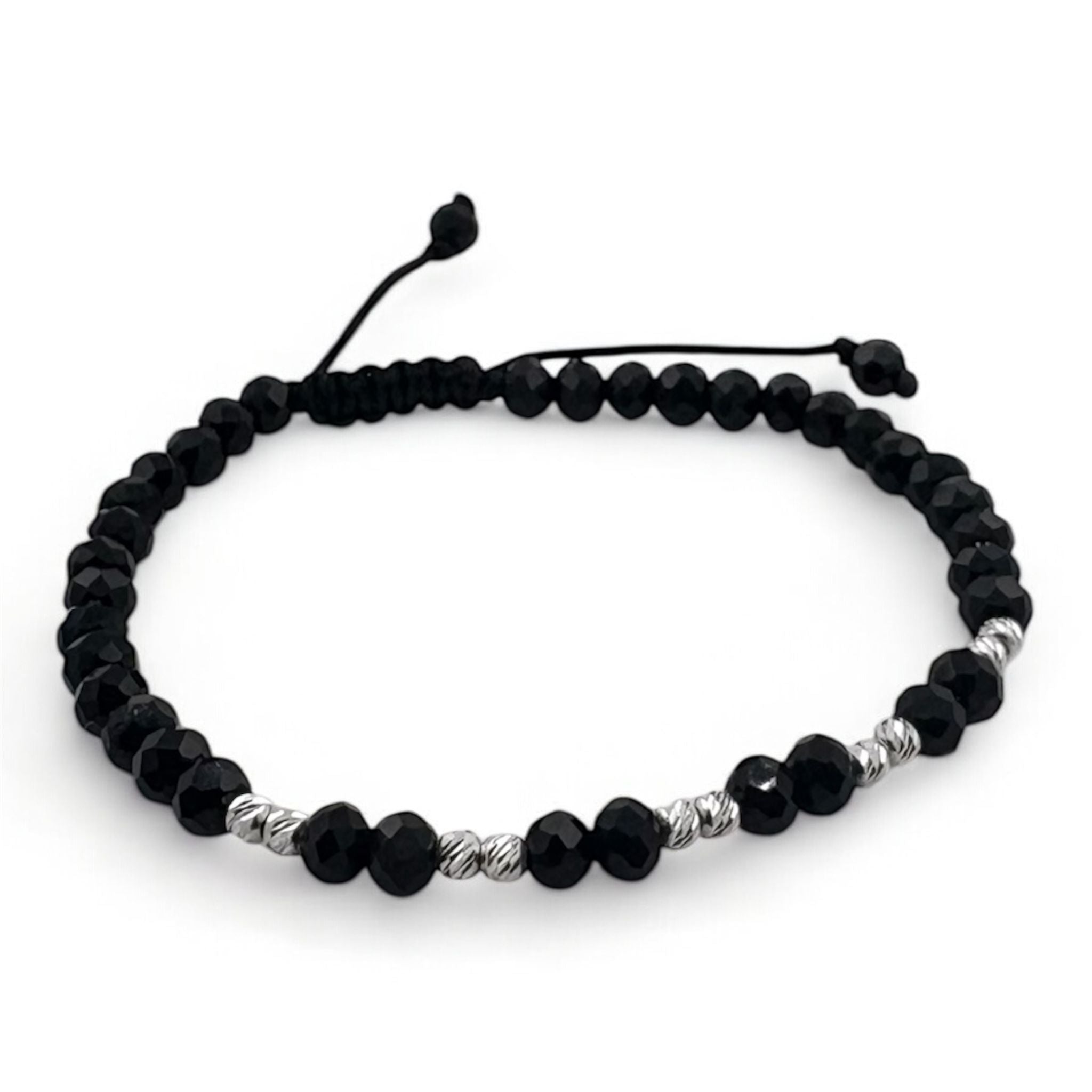 Bratara Bilute Slash Argint 925 cu Margele Negre