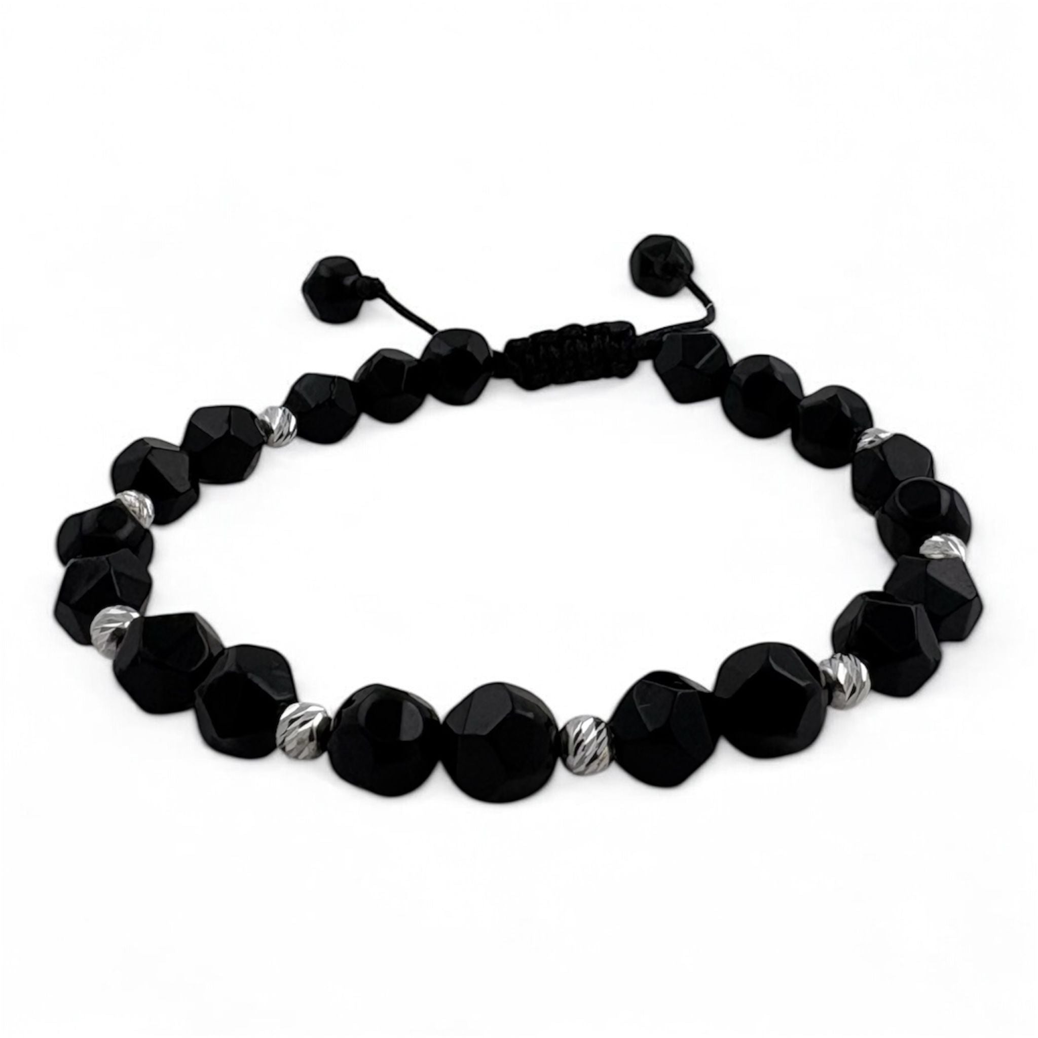 Bratara Bilute Slash Argint 925 cu Margele Negre