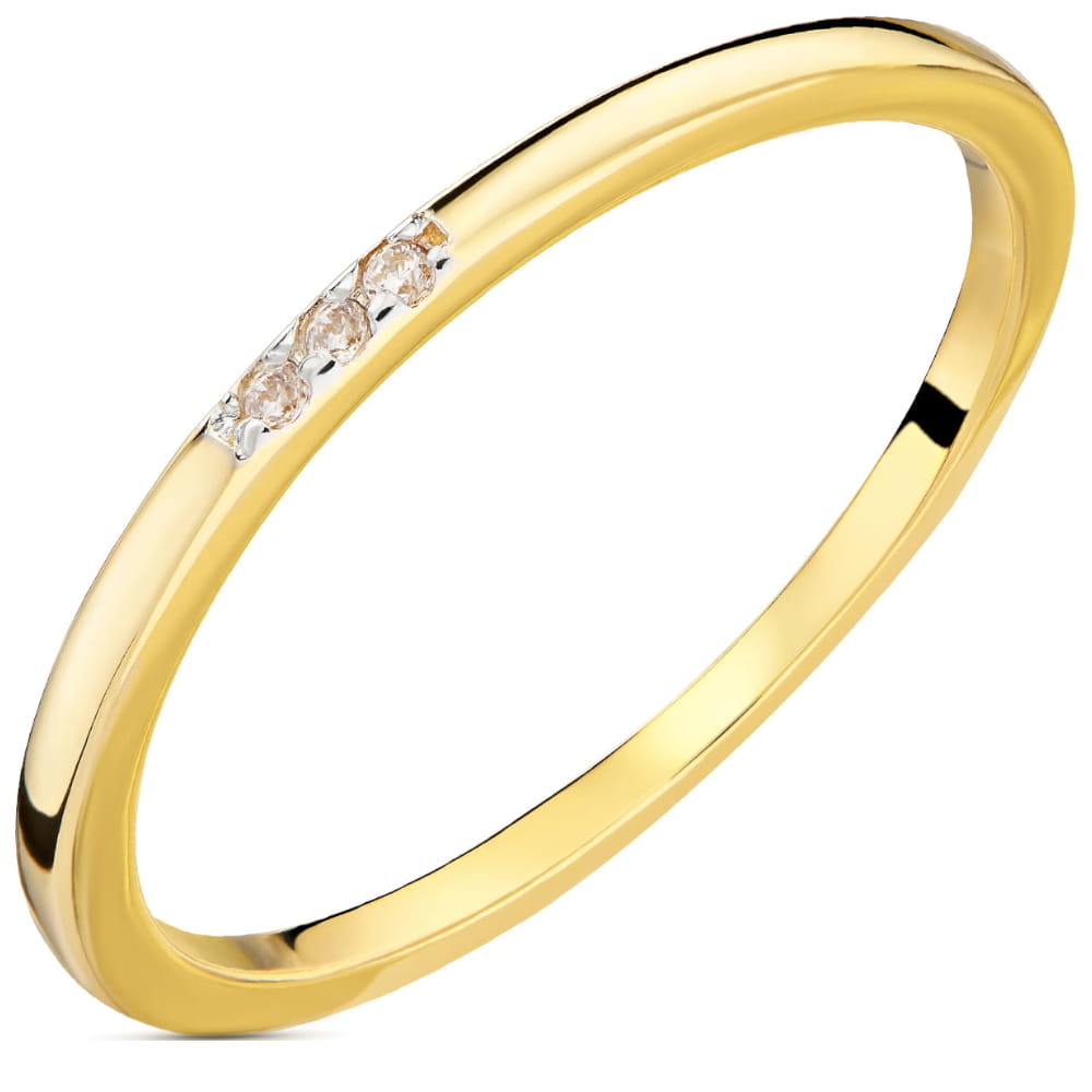 Inel De Aur 14K Cu 3 Zirconii În Linie