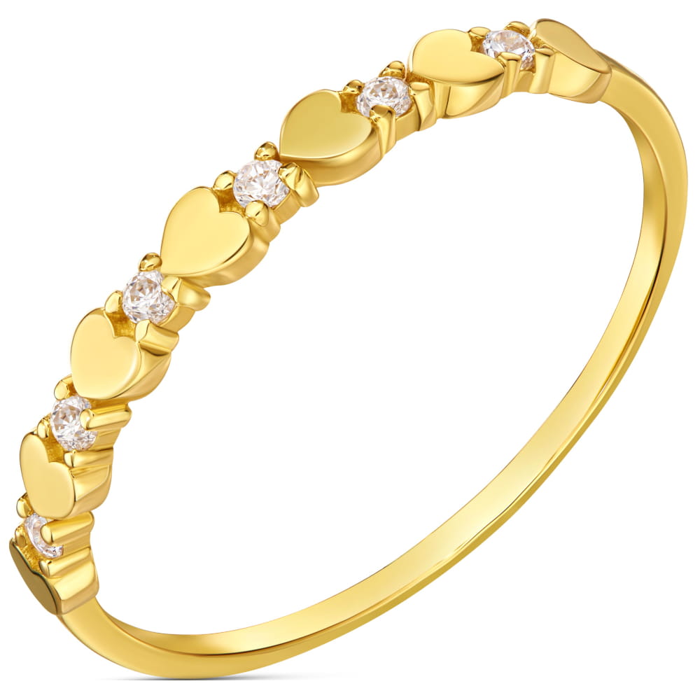 Inel Aur 14k cu Inimioare si Zirconii Cubice