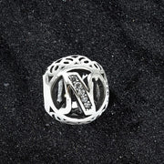 Talisman Argint 925 rodiat cu litera N si zirconiu- Simulated Diamond