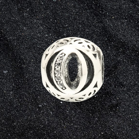 Talisman Argint 925 rodiat cu litera O si zirconiu- Simulated Diamond