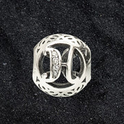 Talisman Argint 925 rodiat cu litera H si zirconiu- Simulated Diamond