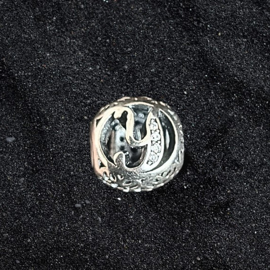 Talisman Argint 925 rodiat cu litera Y si zirconiu-Simulated Diamond