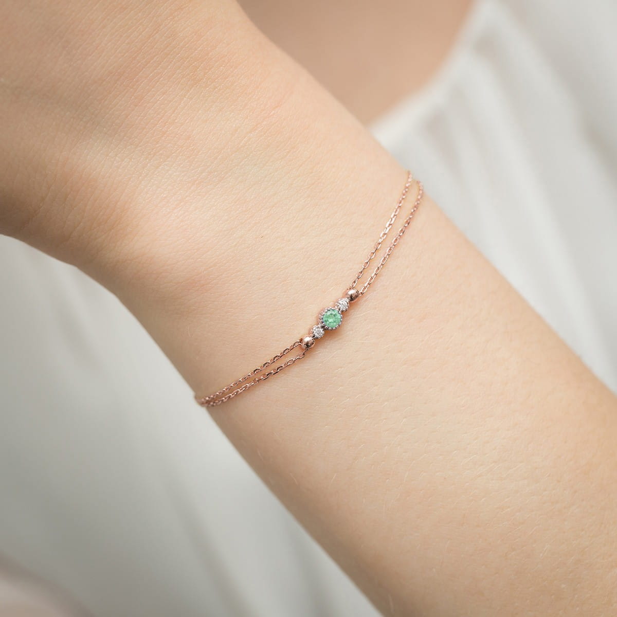 Brățară Aur 14K B0005 Smarald 0.15ct