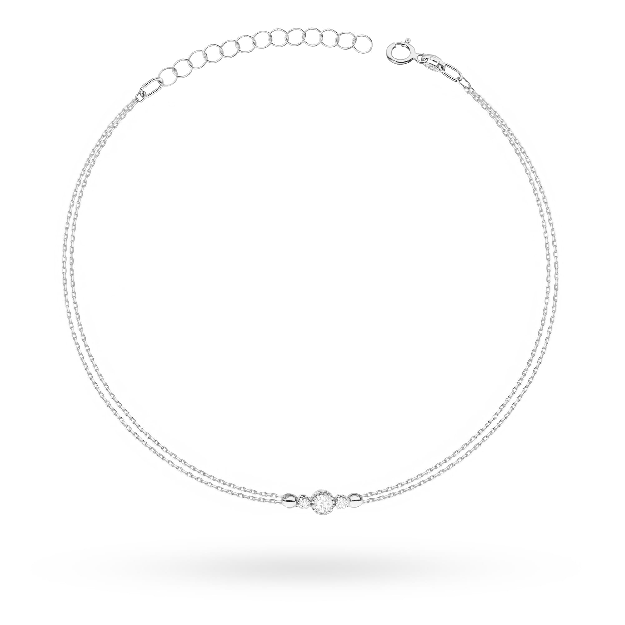 Bratara Aur 14 K cu Diamante 0.13 ct - Alb