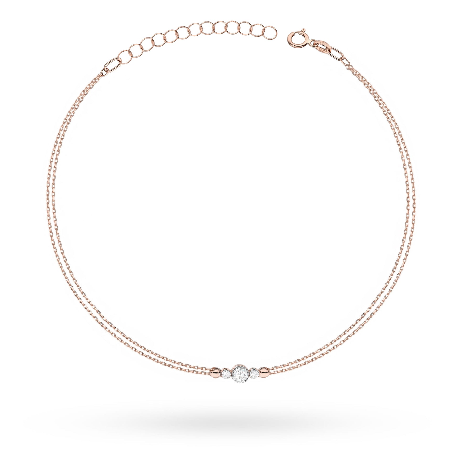 Bratara Aur 14 K cu Diamante 0.13 ct - Roz