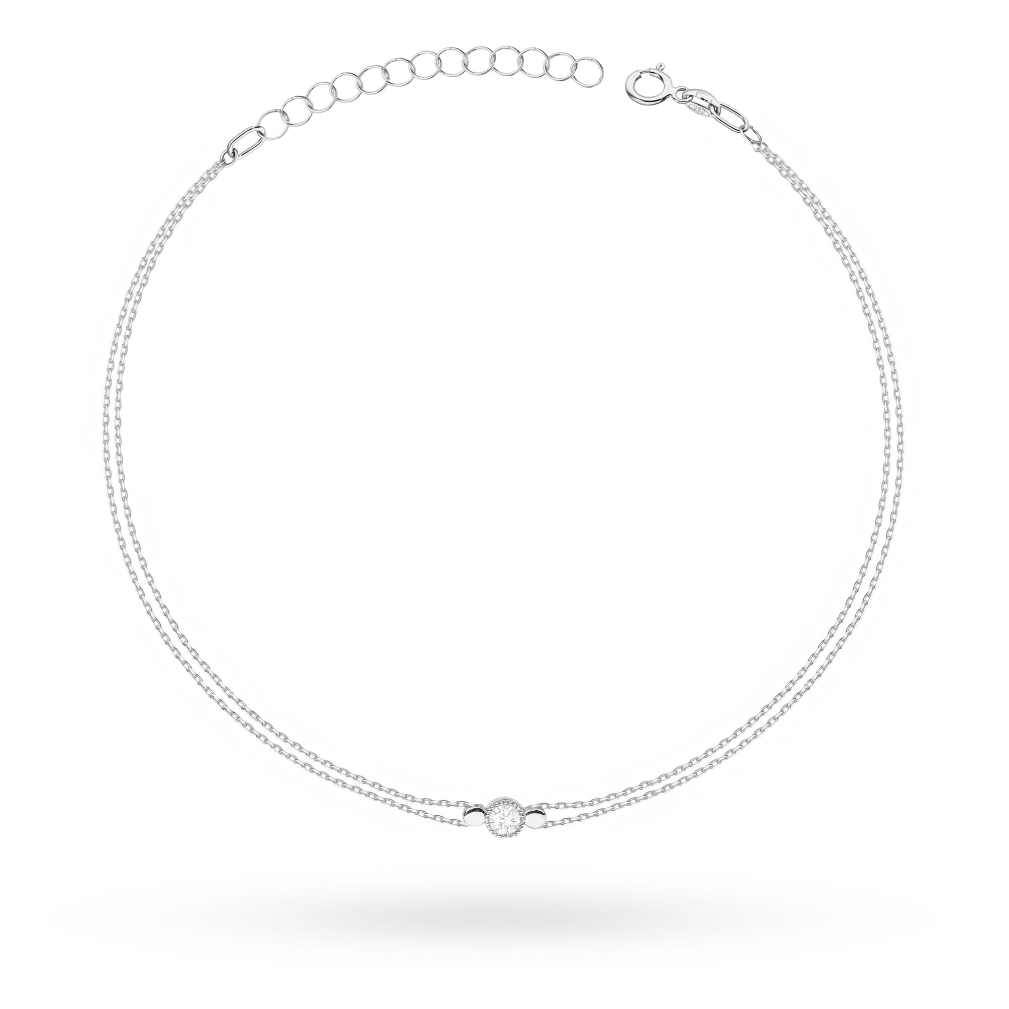 Bratara Aur 14 K cu Diamant 0.10 ct - Alb