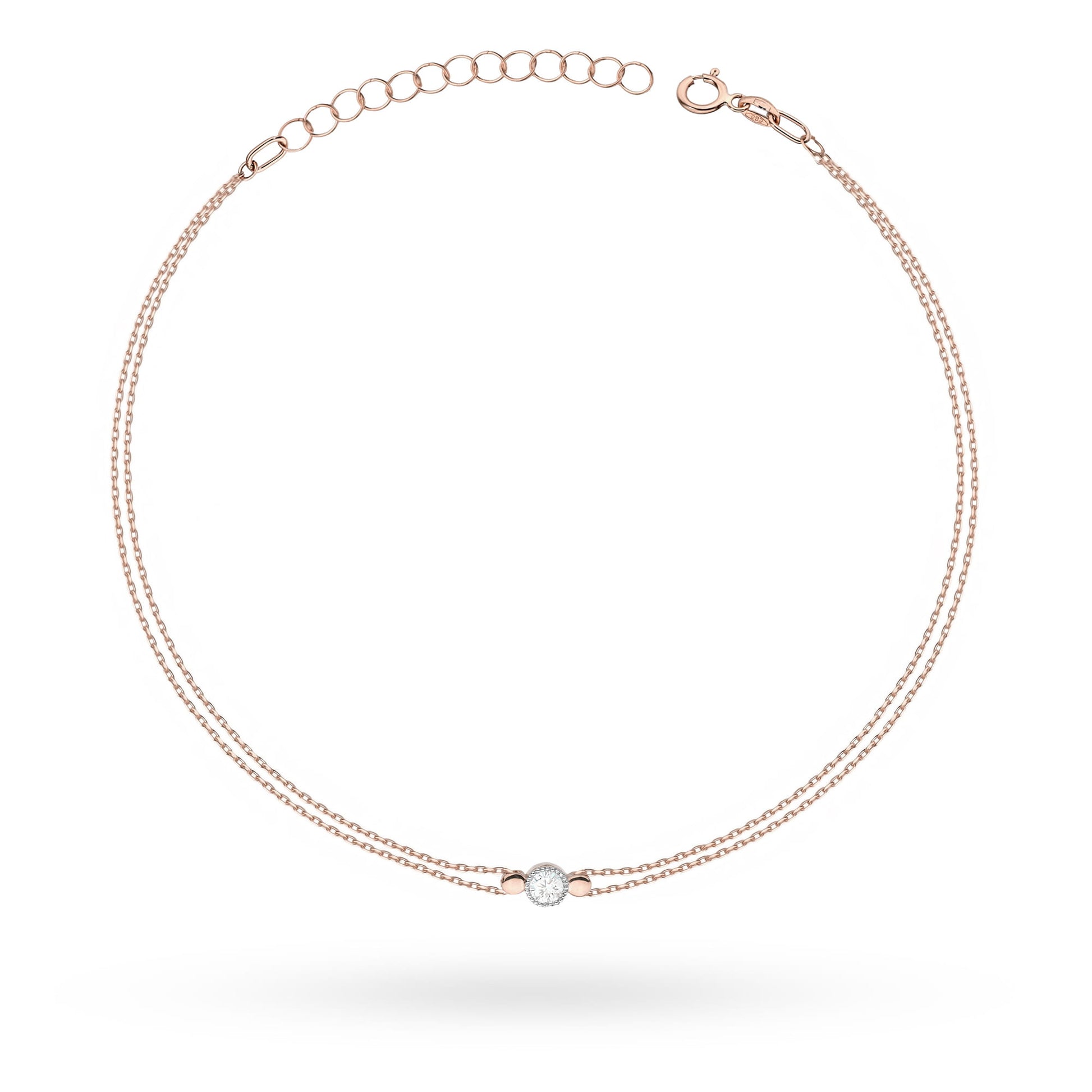 Bratara Aur 14 K cu Diamant 0.10 ct - Roz