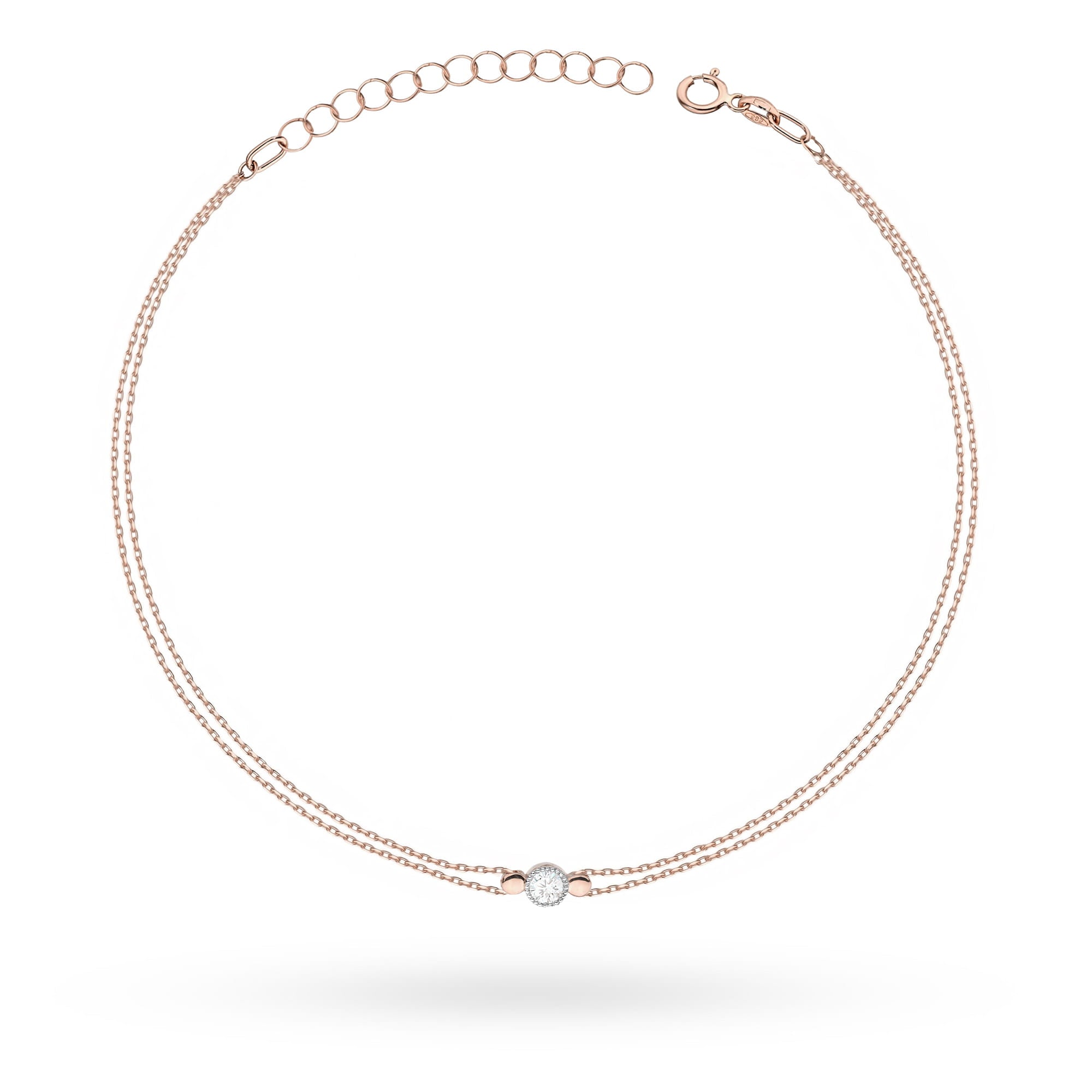 Bratara Aur 14 K cu Diamant 0.10 ct - Roz