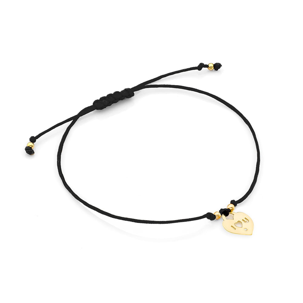 Bratara Inima snur Aur 14K cu Diamant 0.005 ct - Galben