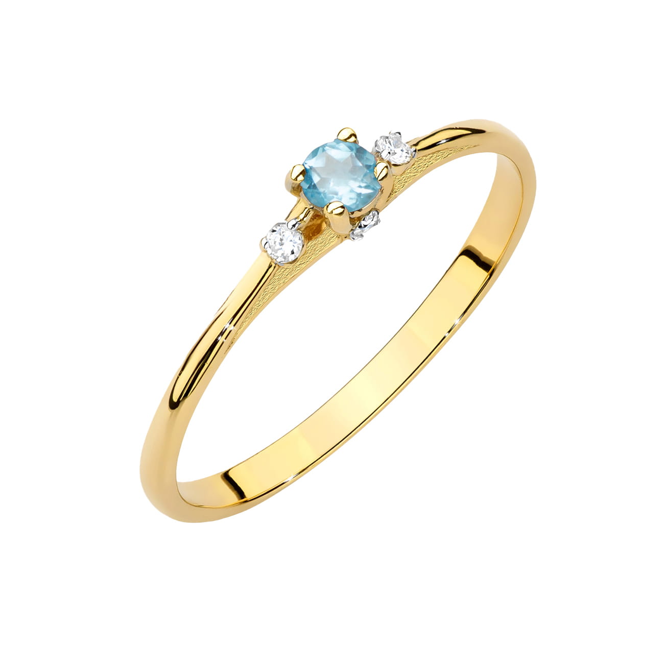 Inel Aur 14K cu Topaz Albastru 0.15 ct si Diamante 0.05 ct