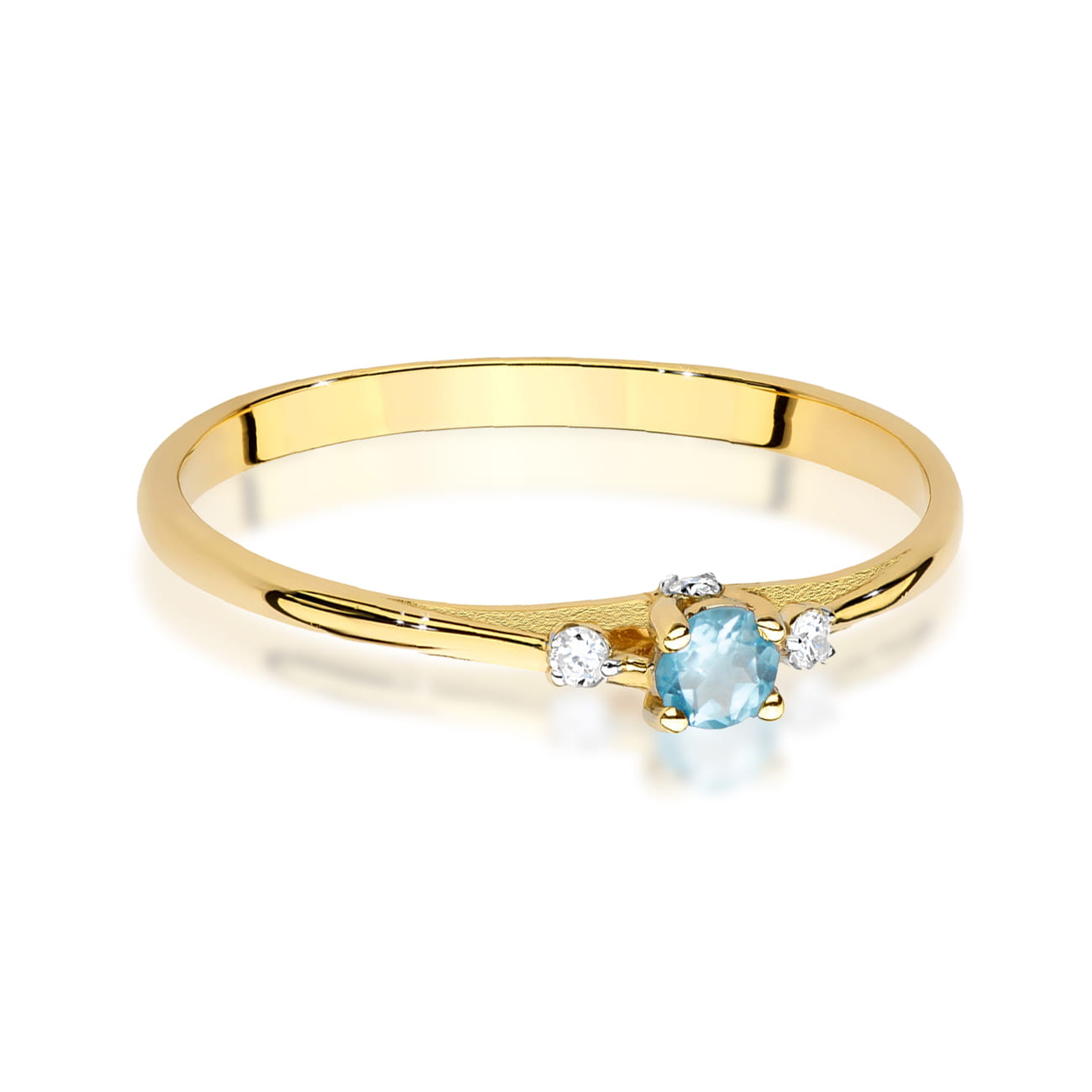 Inel Aur 14K cu Topaz Albastru 0.15 ct si Diamante 0.05 ct