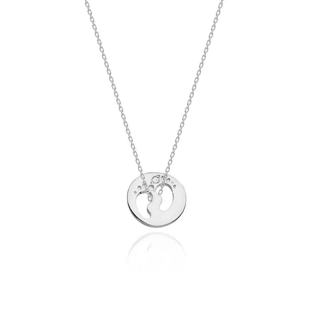 Colier Picioruse Aur 14k cu Diamante 0.005 ct - Alb