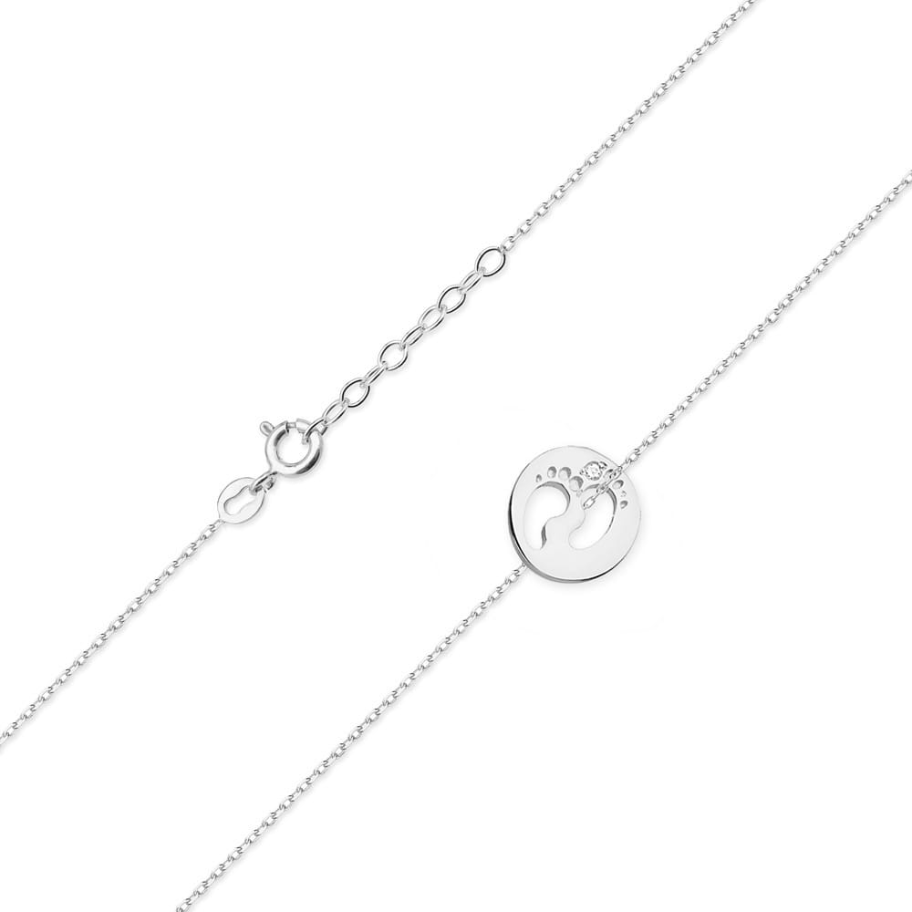 Colier Picioruse Aur 14k cu Diamante 0.005 ct - Alb