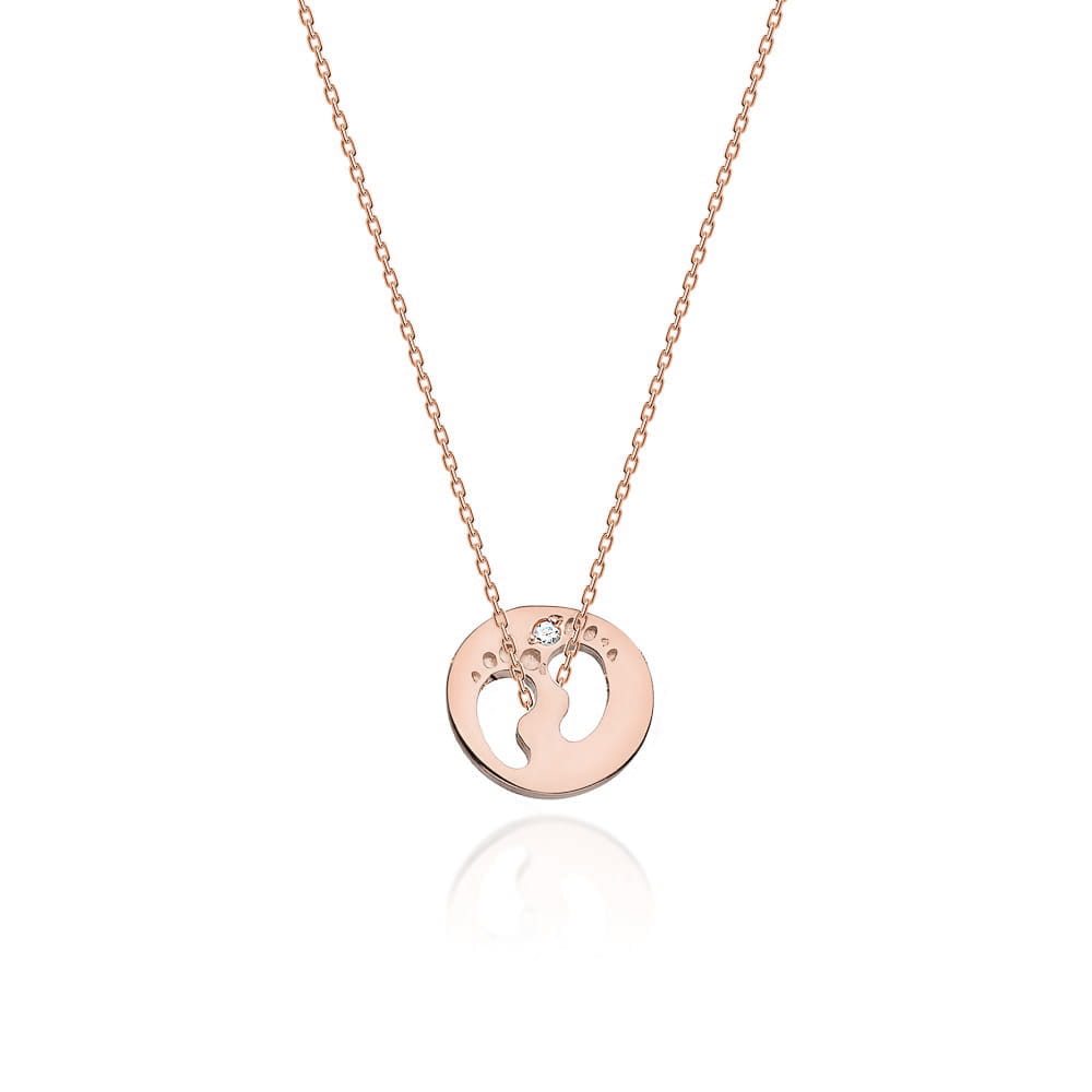 Colier Picioruse Aur 14k cu Diamante 0.005 ct - Roz