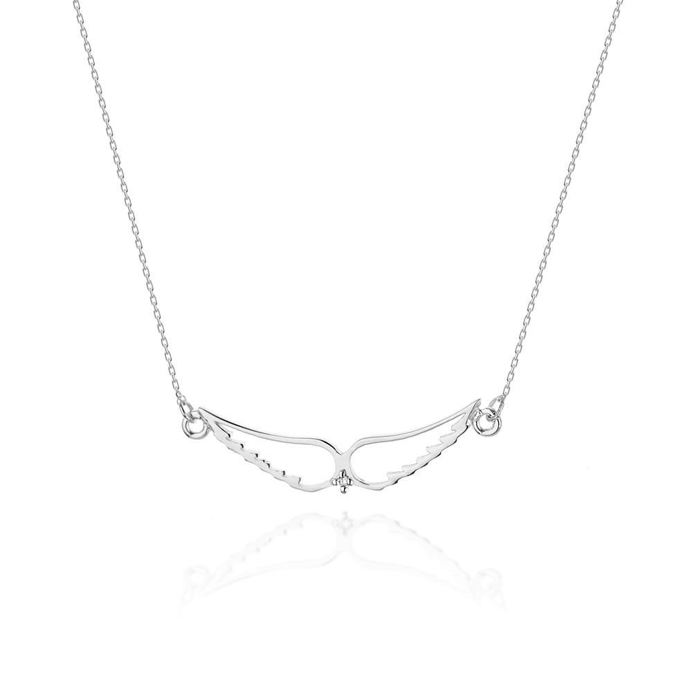 Colier Aripi Aur 14k cu Diamante 0.005 ct - Alb