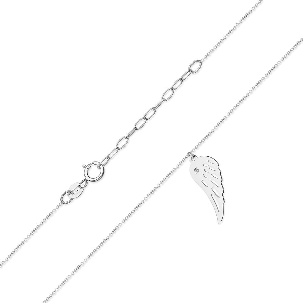 Colier Aripa Aur 14k cu Diamante 0.005 ct - Alb