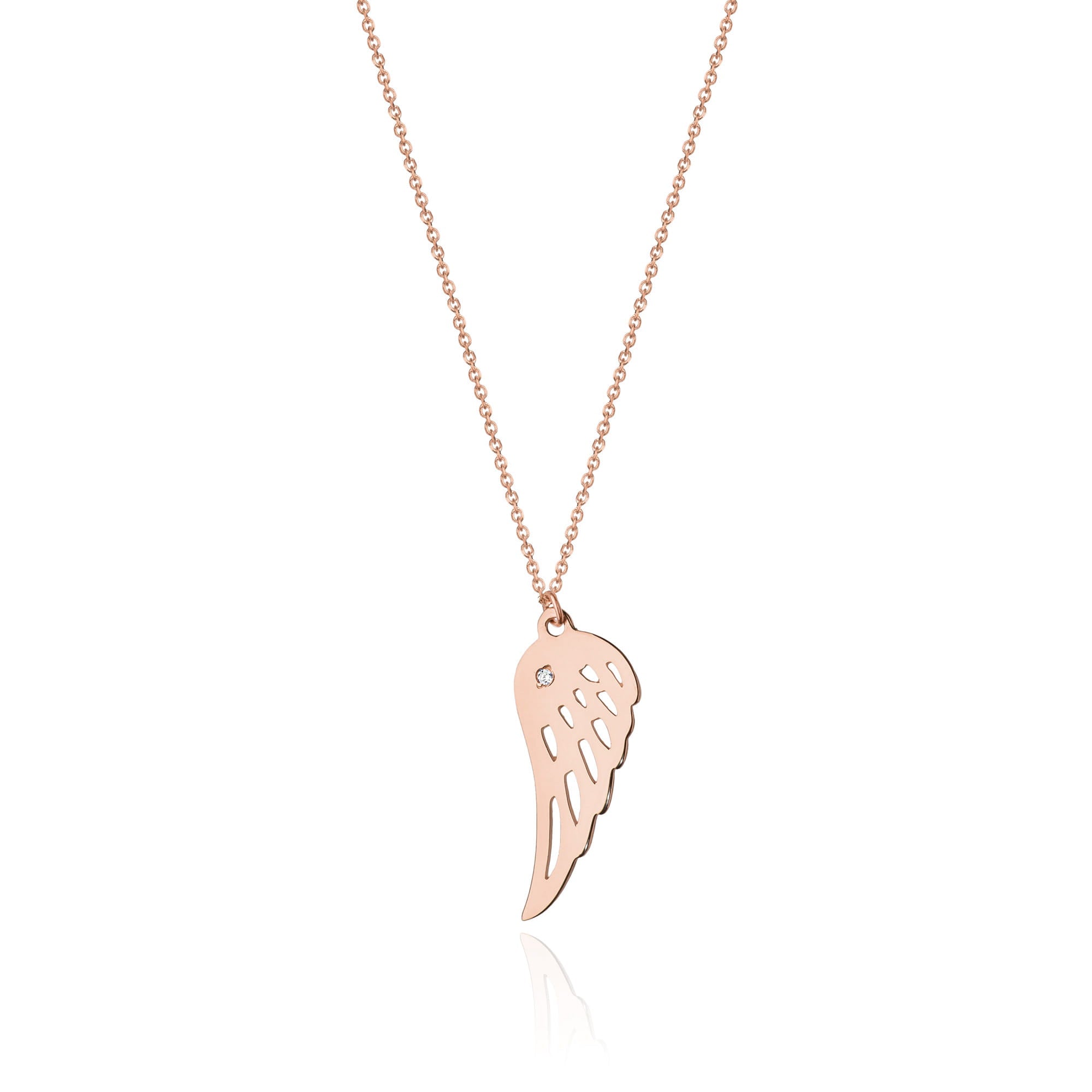 Colier Aripa Aur 14k cu Diamante 0.005 ct - Roz