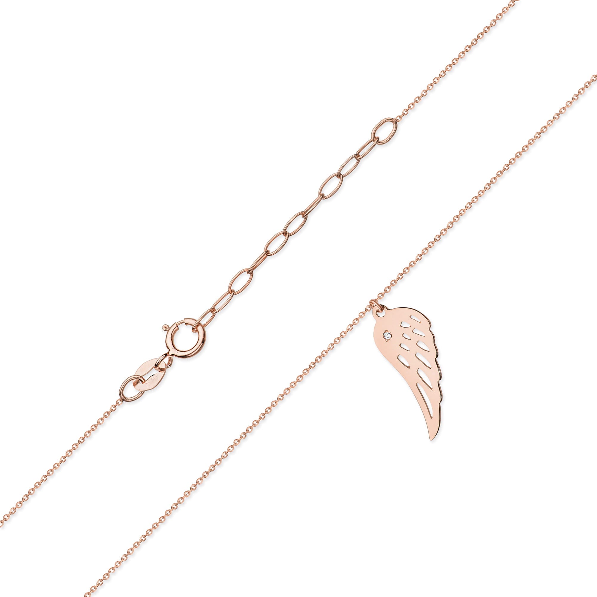 Colier Aripa Aur 14k cu Diamante 0.005 ct - Roz