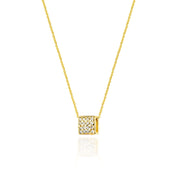 Colier Patrat Aur 14k cu Diamante 0.08 ct - Galben