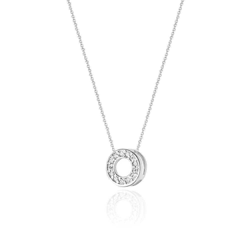 Colier Aur 14k cu Diamante 0.06 ct - Alb