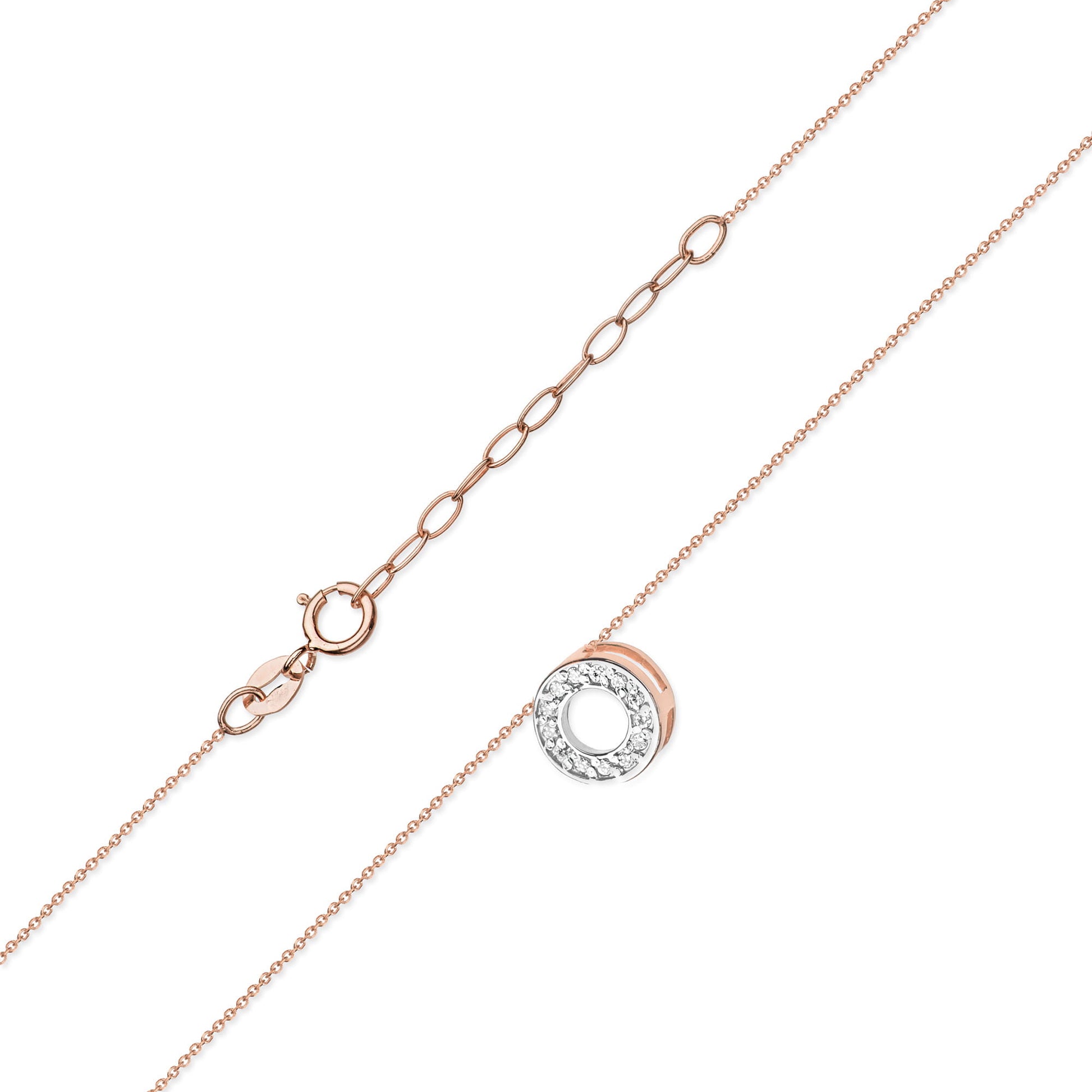 Colier Aur 14k cu Diamante 0.06 ct - Roz