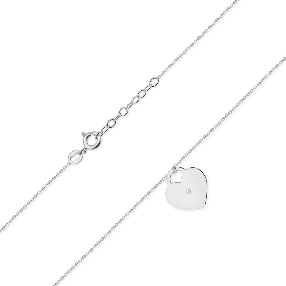 Colier Inima Aur 14k cu Diamante 0.005 ct - Alb