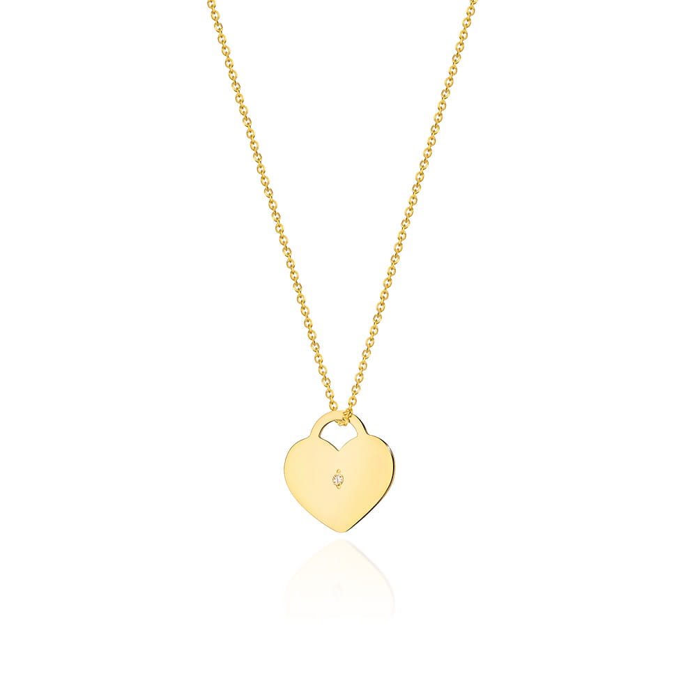Colier Inima Aur 14k cu Diamante 0.005 ct - Galben