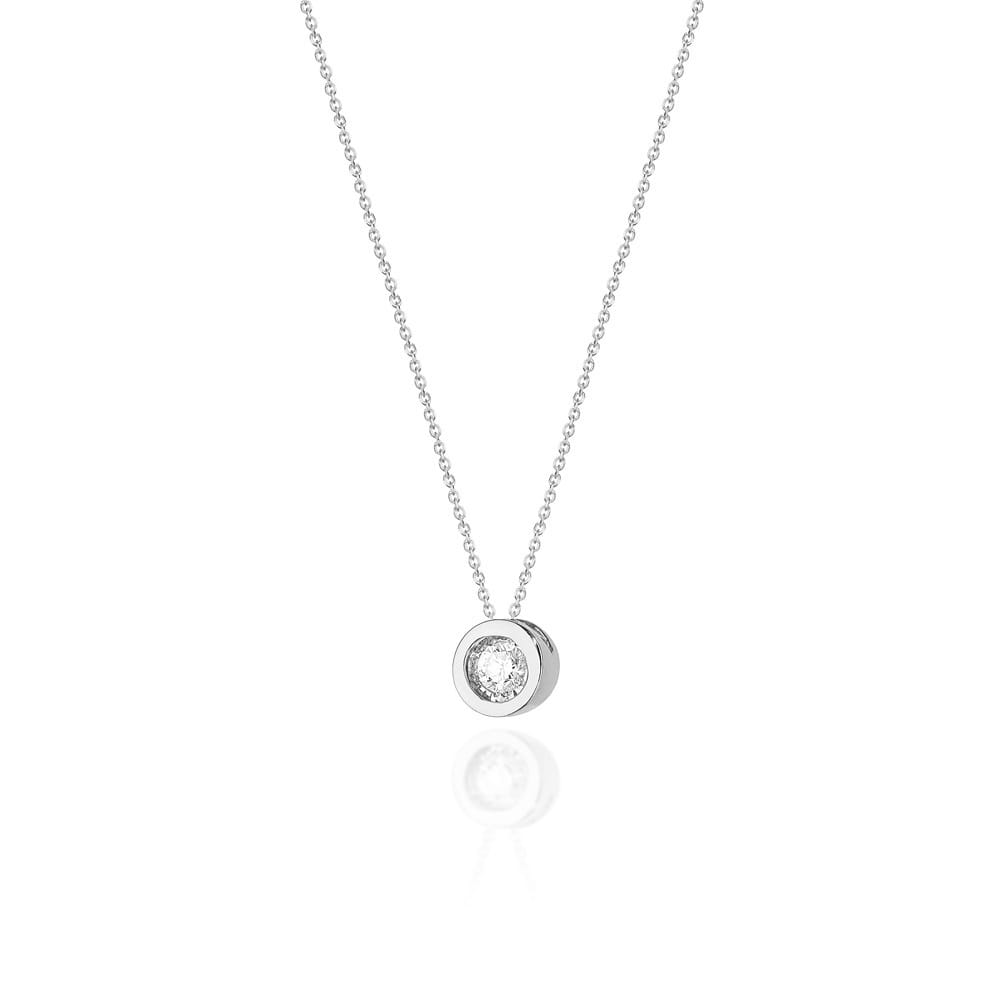 Colier Aur 14k cu Diamante 0.08 ct - Alb