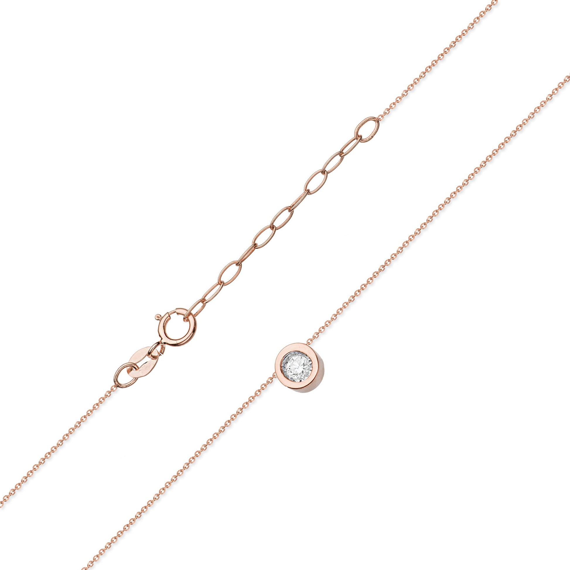 Colier Aur 14k cu Diamante 0.08 ct - Roz