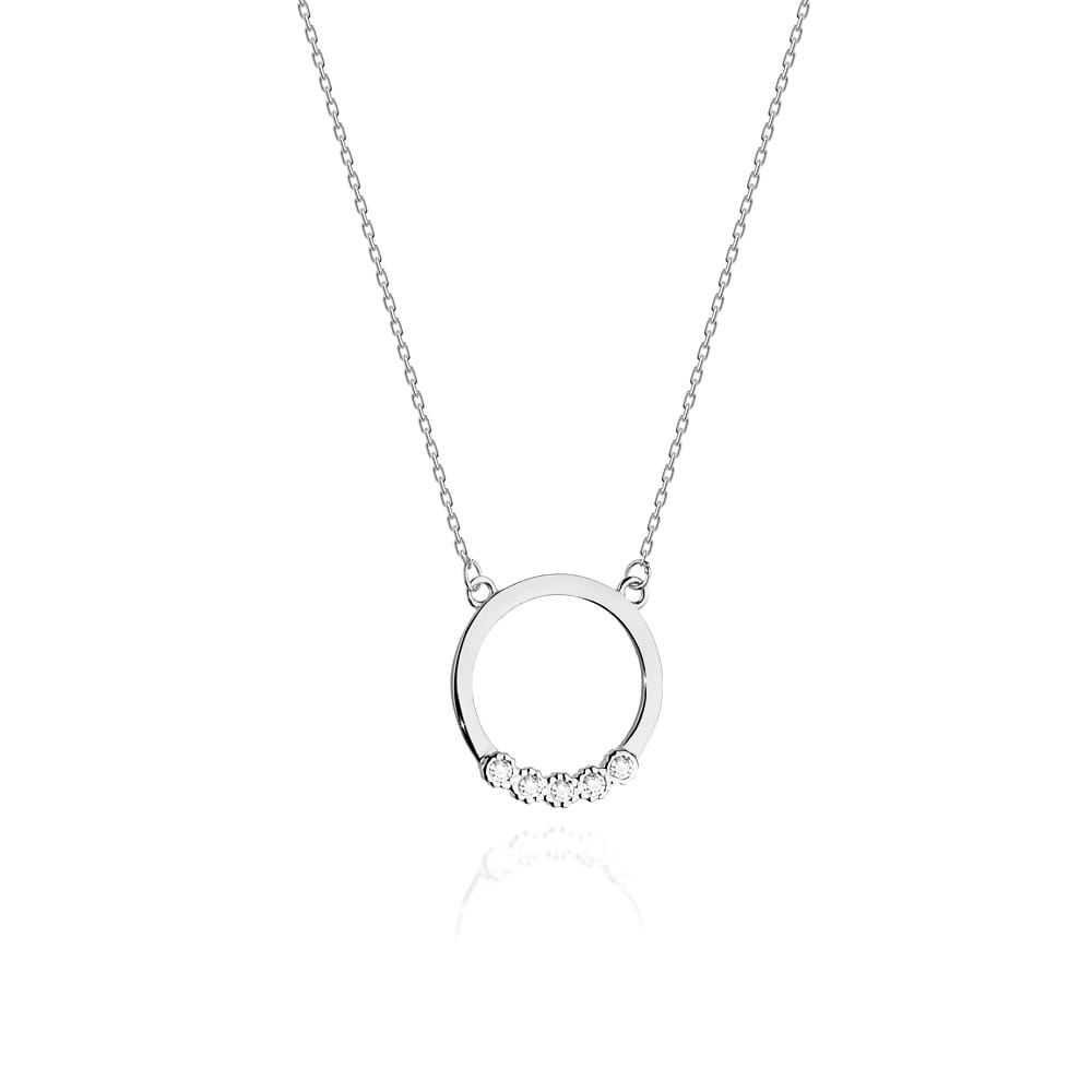 Colier Cerculet Aur 14k cu Diamante 0.045 ct - Alb